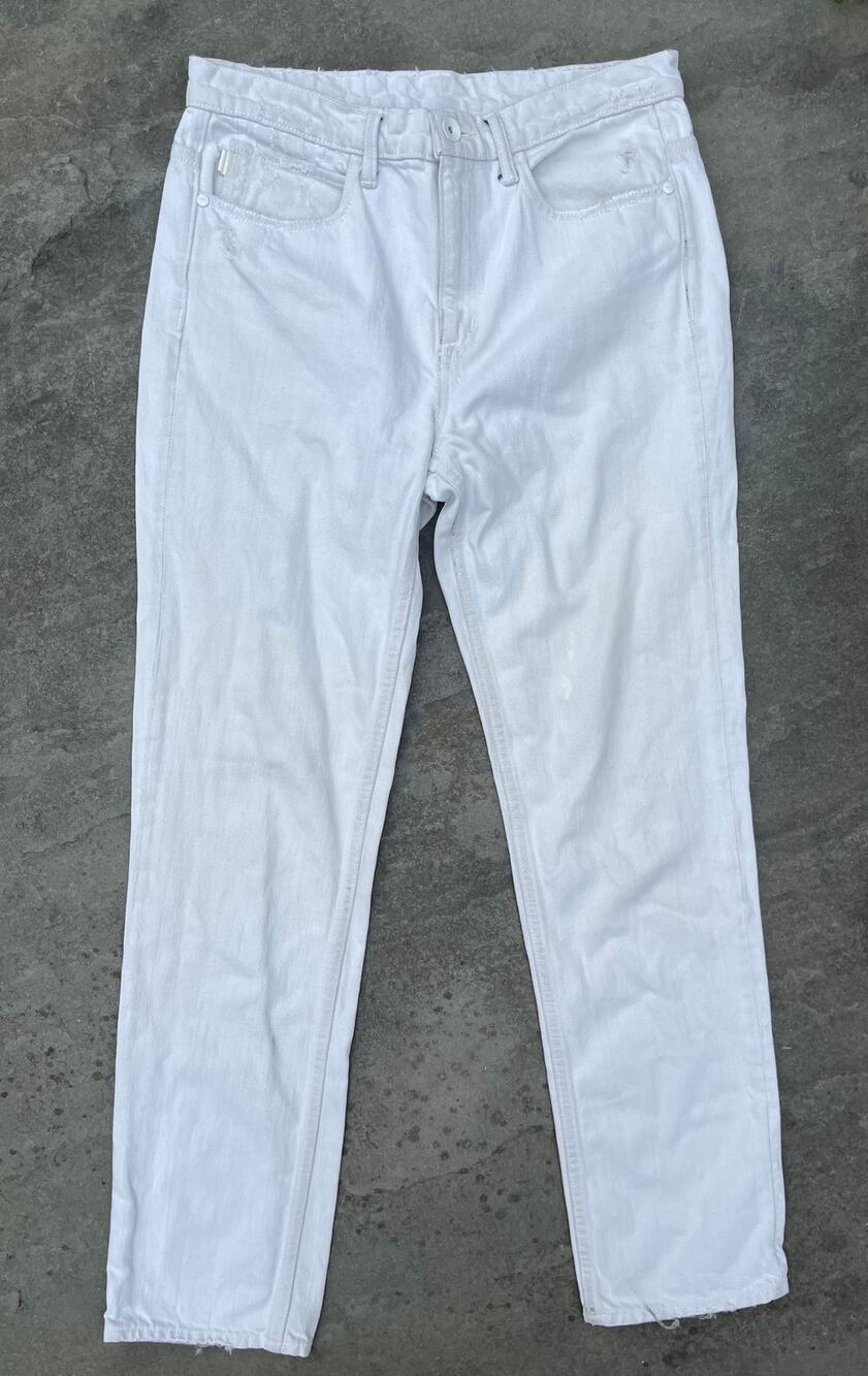 Helmut Lang Relaxed Tapered Distressed White Jeans 27 Boyfriend Streetwear